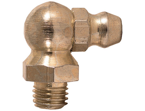 Buyers 455 - 1/4-28 Inch Taper Thread Grease Fittings with Ball Check, Zinc Plated Carbon Steel, 90 Degree Angle