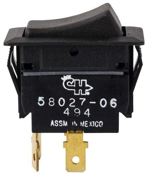 Tectran 19-1526 - 25A 12VDC Black Rocker Switch, DPST On-Off, 4 Blade Terminals