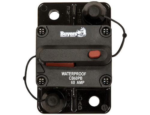 Buyers CB60PB - 60 Amp Manual Reset Circuit Breaker for Truck Accessories, Snow Plows, and Dump Hoists
