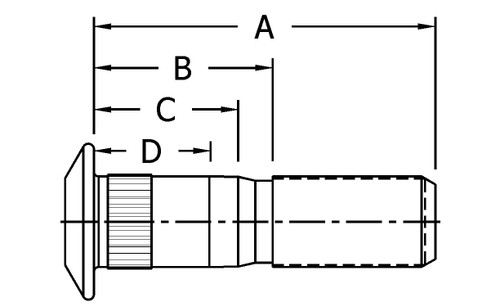 ConMet 10003634 - 3/4-16 UNF Right-Handed Wheel Stud, 3.59" Length