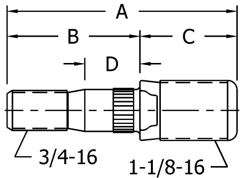 100343 STUD WHEEL LEFT-HANDED 1-1/8" X 4.62"