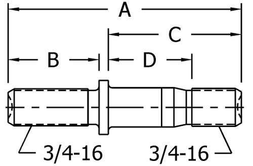 ConMet 100524 - 3/4-16 UNF Left-Handed Wheel Stud, 4.93" Long