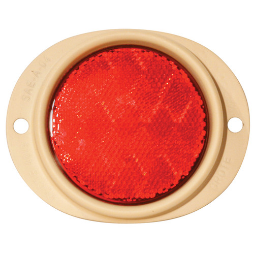 Grote 82562-3 - Reflector, 3 Inch Lens, Red, Steel, 2-Hole Mounting, Tan Housing