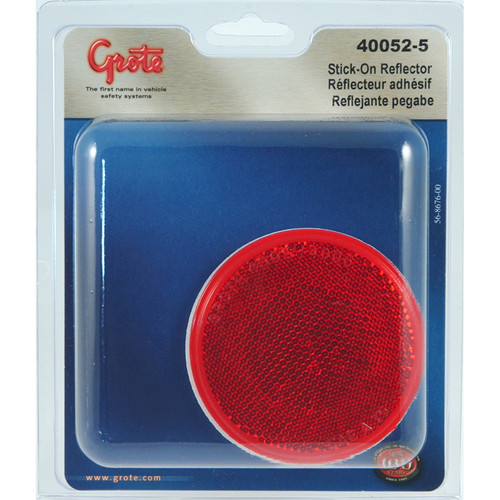 40052-5 REFLECTOR 3'' RED ROUND STICK-ON RETAIL PACK