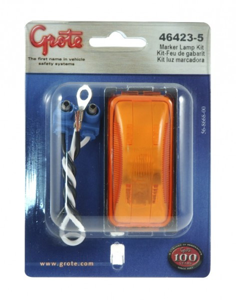Grote 46423-5 - Amber Rectangular Clearance Marker Light Kit, Bracket Mount, Polycarbonate Lens