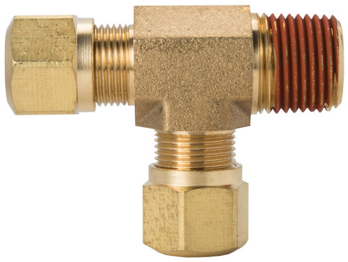 Tectran 1371-4A - 1/4" Tube x 1/8" NPT Male Run Tee Air Brake Fitting