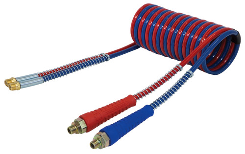 Tectran 17M12H - 12ft Magnum Air Line, Dual-Line Coiled, Gladhand, 14" Lead