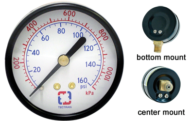 Tectran 80L25BM4M - 0-4000 PSI 1/4" NPT Pressure Gauge with Spiral Wrap