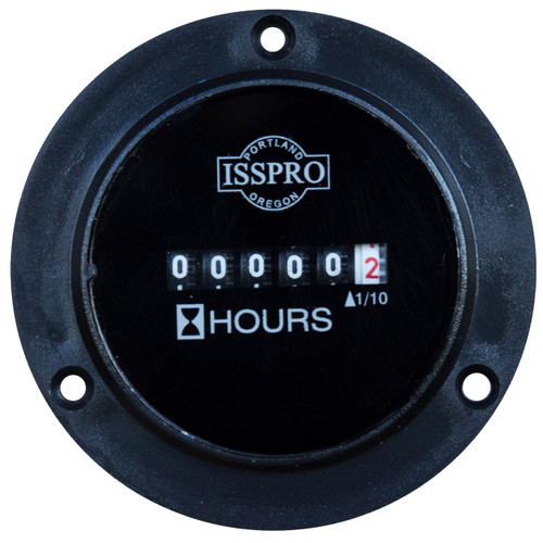Tectran 95-6305 - Mechanical Hour Meter, 10-80VDC, 3-Screw Mount, Black Bezel