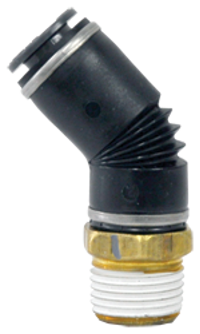 Tectran QL1374-8C - 1/2" Tube OD x 3/8" NPT 45-deg Swivel Elbow Push-to-Connect Fitting