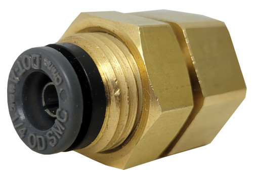 Tectran QL1386-6B - 3/8" Tube, 1/4" NPTF Air Brake Fitting, Bulkhead Union