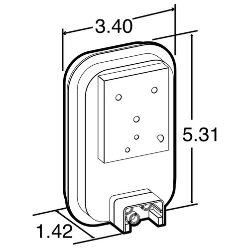 45024 45 SERIES, REFLECTORIZED, INCANDESCENT, CLEAR RECTANGULAR, 1 BULB, BACK-UP LIGHT, WHITE GROMMET MOUNT, PL-2, PACKARD CONNECTOR 12020398, 12V, KIT