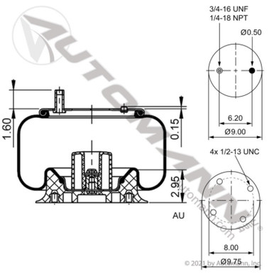 ABH65652-002 HENDRICKSON AIR BAG SPRING - Sadler Power Train Inc