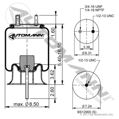 AB1DK10B-5434 GRANNING ROLLING LOBE AIR BAG SPRING - Sadler Power Train Inc