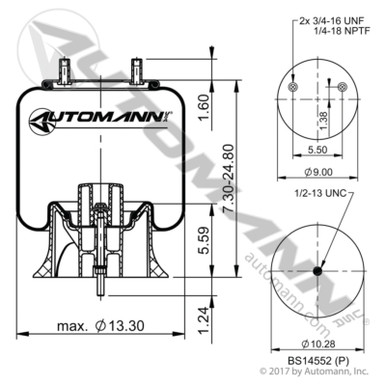 AB1DK23R-9646 HENDRICKSON AIR BAG SPRING - Sadler Power Train Inc