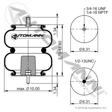 ABSP2B12RB-6883 WATSON CHALIN AIR BAG SPRING - Sadler Power Train Inc