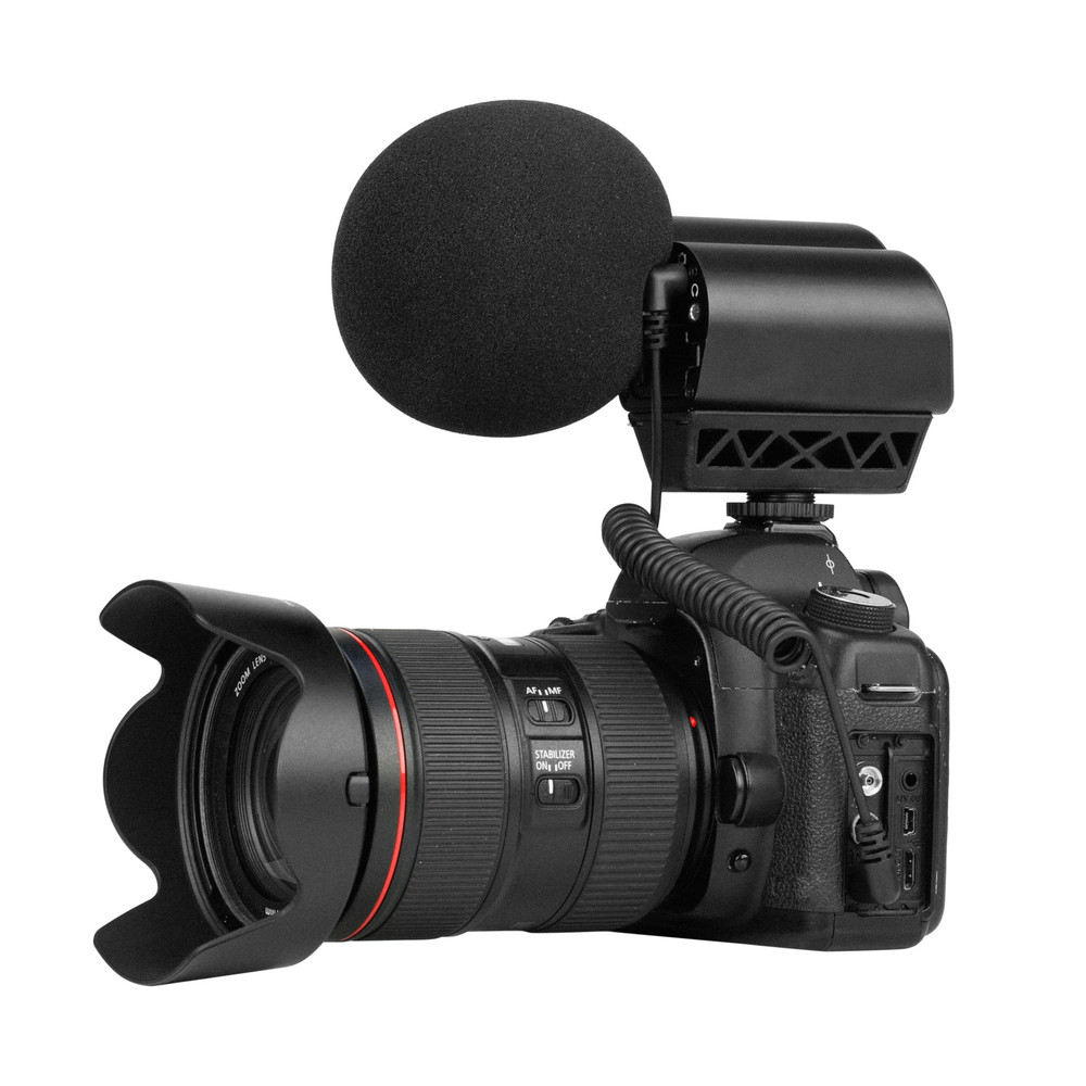 Vmic Stereo Mark II On-Camera X/Y Stereo Microphone with 3.5mm Output, 3-Stage Level Control, High-Pass Filter, High-Frequency Boost & Headphone Output