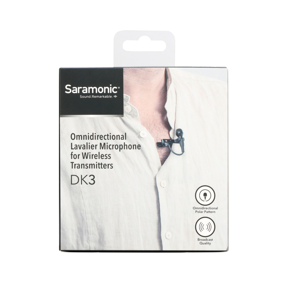 DK3A Premium 4mm Omnidirectional Lavalier Microphone for Saramonic, Sennheiser, Rode, Azden, Nady, Senal, Boya & more Wireless Transmitters & Recorders w/ 3.5mm