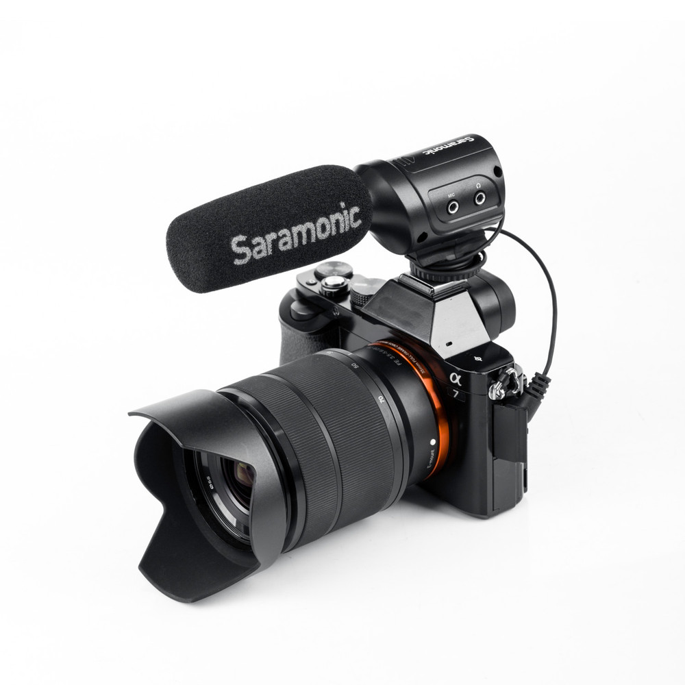 SR-M3 On-Camera Shotgun Microphone with Headphone Output & 1/8" (3.5mm) Mic Input for DSLR, Mirrorless & Video Cameras