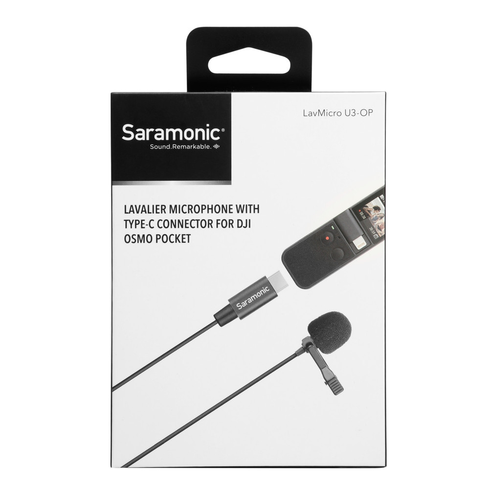LavMicro U3-OP Compact Clip-On Omnidirectional Lavalier Microphone designed for DJI Osmo Pocket and DJI Pocket 2 with 6.6' (2m) Cable & USB-C Connector