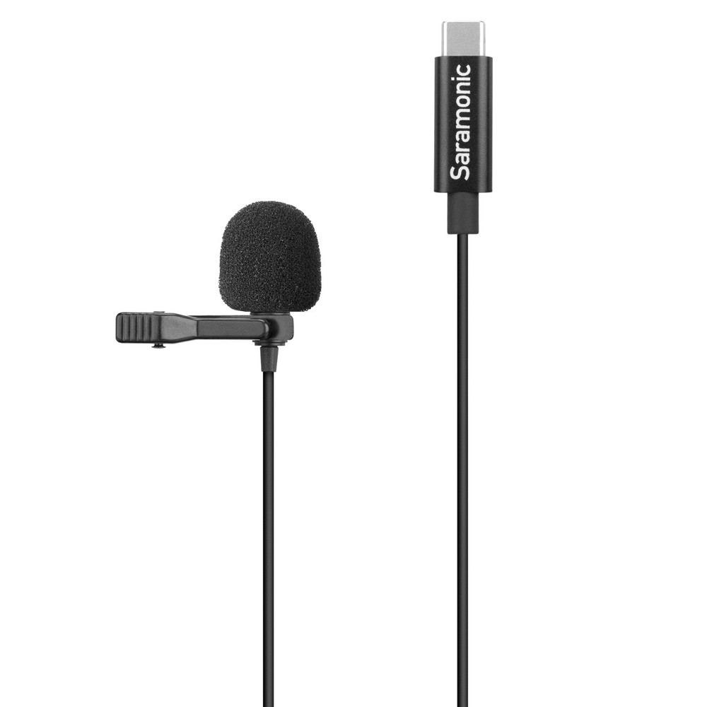 LavMicro U3A Ultracompact Clip-On Lavalier Microphone with USB-C for Android Mobile Devices & Computers with 6.6' (2m) Cable & Right-Angle Adapter