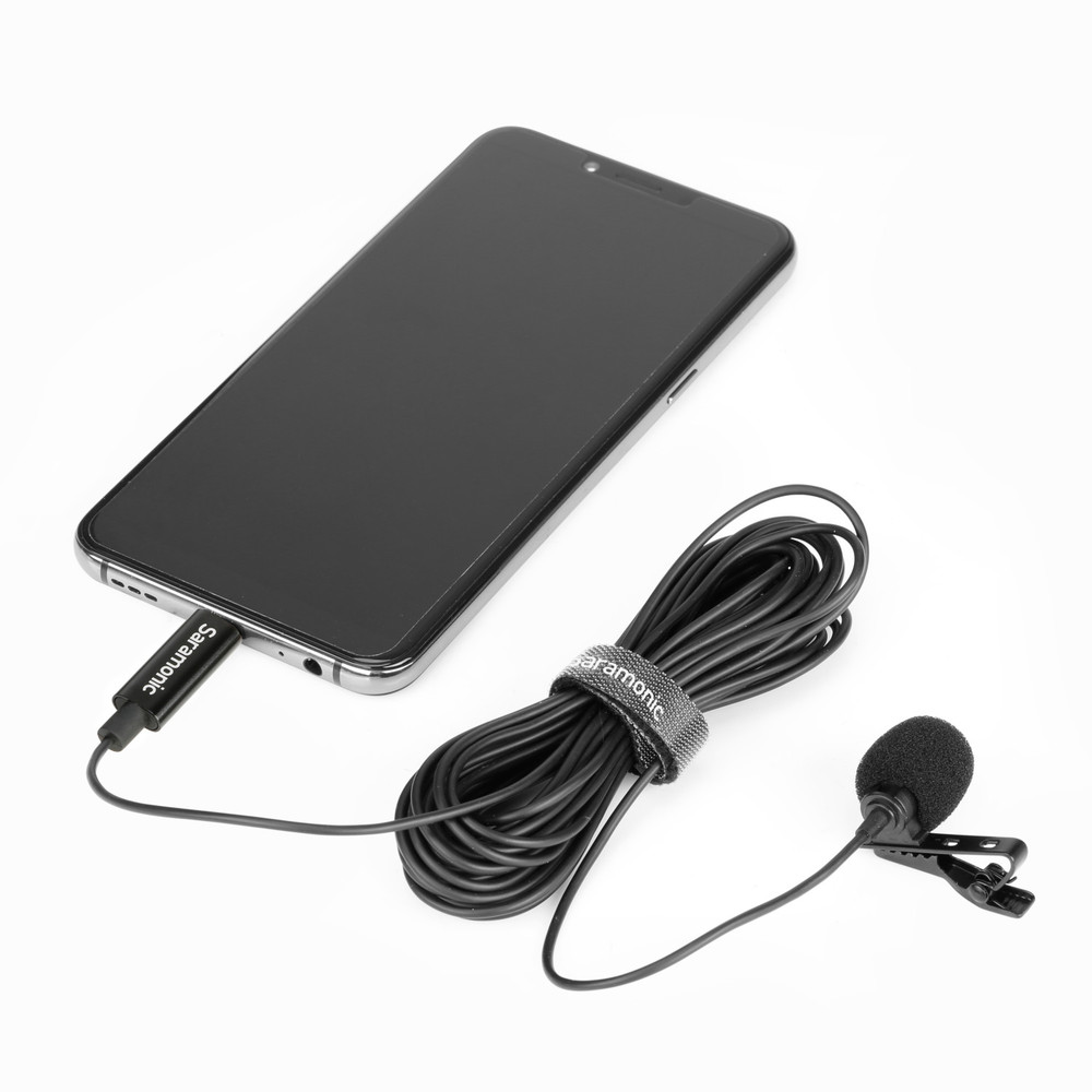 LavMicro U3B Ultracompact Clip-On Lavalier Microphone with USB-C for Android Mobile Devices & Computers with 19.7' (6m) Cable & Right-Angle Adapter