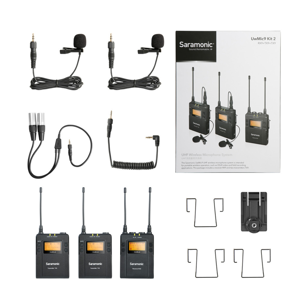 UwMic9 RX9+TX9+TX9 2-Person Wireless Lavalier Microphone System with Portable Dual-Channel Camera-Mountable Receiver