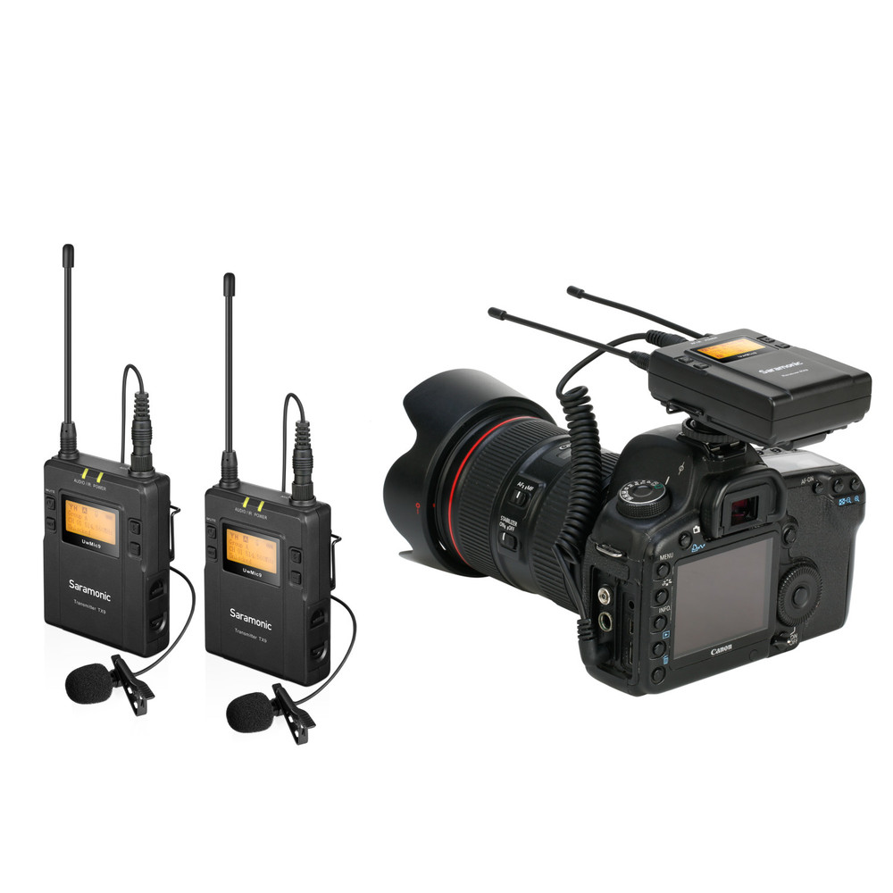 UwMic9 RX9+TX9+TX9 2-Person Wireless Lavalier Microphone System with Portable Dual-Channel Camera-Mountable Receiver