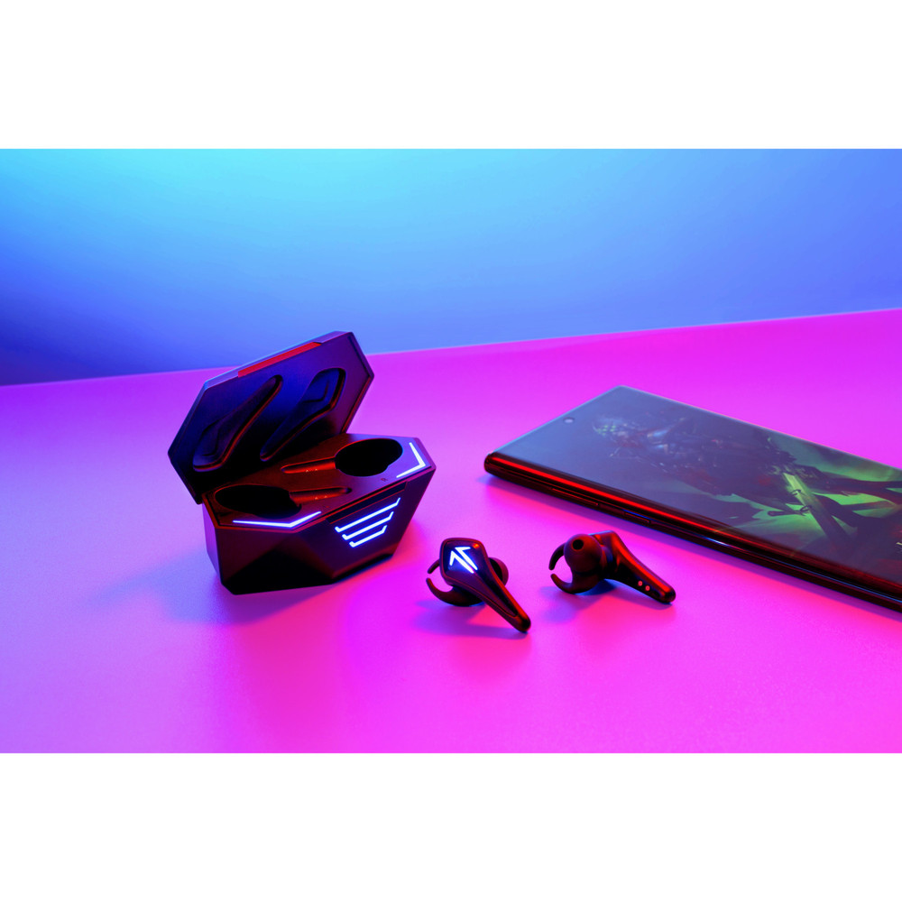 SR-BH60-B GamesMonic Bluetooth 5.0 Wireless TWS Earbuds with Built-in Mic, Charging Case, IPX5 Water Resistance, Premium Sound & Enhanced Bass (Black)