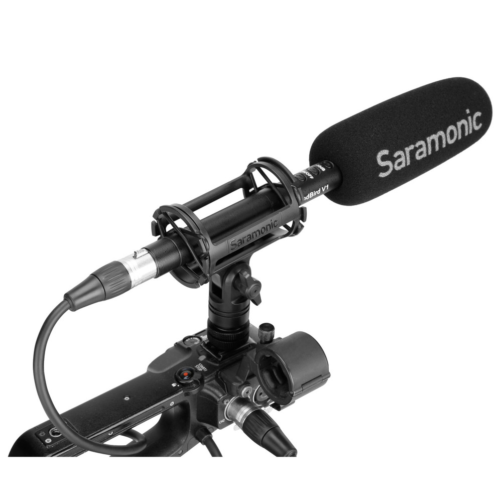 SoundBird V1 Professional Supercardioid Shotgun Microphone with High-Pass Filter, -10dB Pad, Shock Mount, Foam Windscreen & Short XLR Output Cable