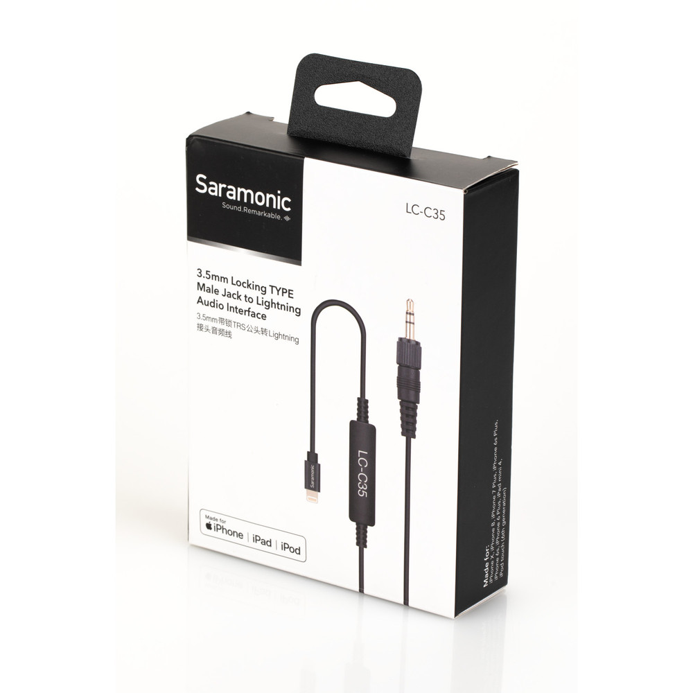 LC-C35 Locking 1/8" (3.5mm) TRS Male to Apple Certified Lightning Output Cable with A-to-D Converter for iPhone & iPad