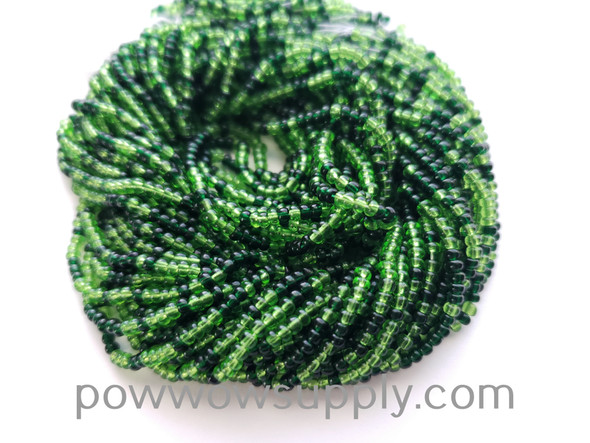 11/0 Seed Beads Transparent Green Mix 2