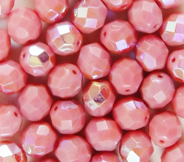 6mm Fire Polish Opaque AB Pink 6mm Fire Polish Opaque AB Pink