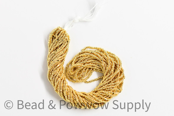 13 Charlotte seed bead, Gold 24K 1 Hank of 8 Strings, Sova Enterprises