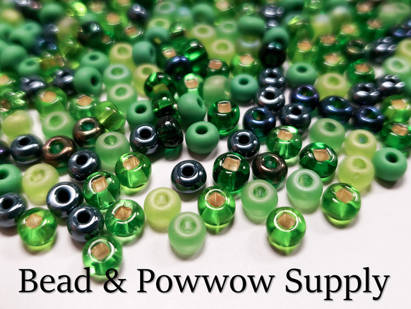 8/0 Seed Bead Early Green Mix