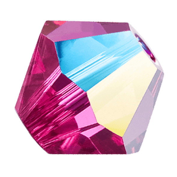 6mm Preciosa Crystal Bicones Fuchsia Glitter