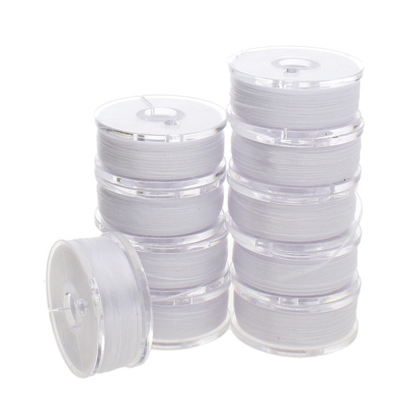 Nyline White Size B (.30MM) 75 Yard Bobbin - bag of 10 bobbins