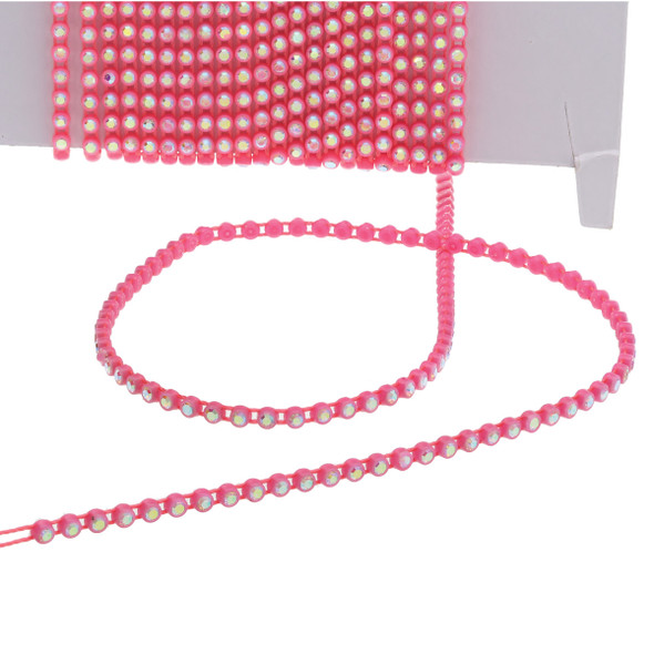 SS6 Rhinestone Banding 10 Yard Card - Hot Pink