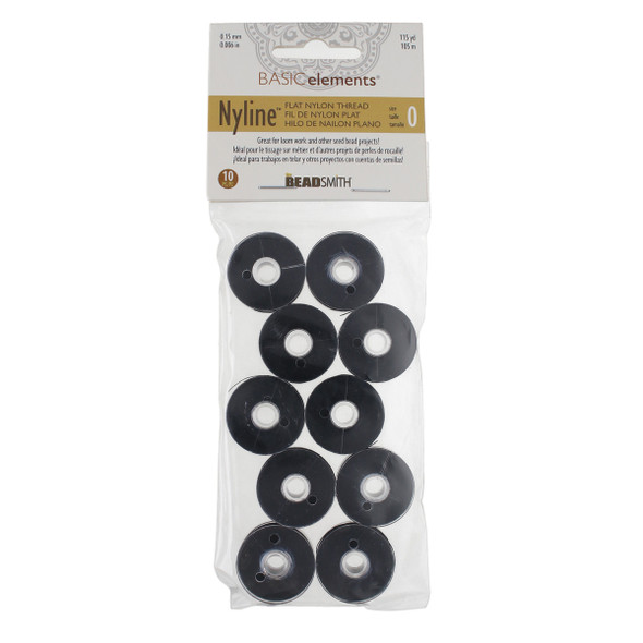 Nyline Black Size O (.30MM) 115 Yard Bobbin - bag of 10 bobbins