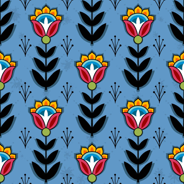 Shannon Gustafson SG8 Native Floral Blue - 100% Cotton Fabric