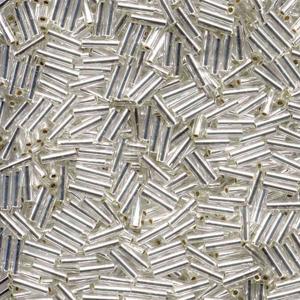 Miyuki #2 (6mm) Bugle Beads Silver Lined Silver