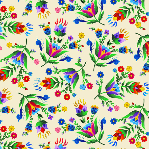 Regalia by Aaron Martin Allover Floral Cream  - 100% Cotton Fabric