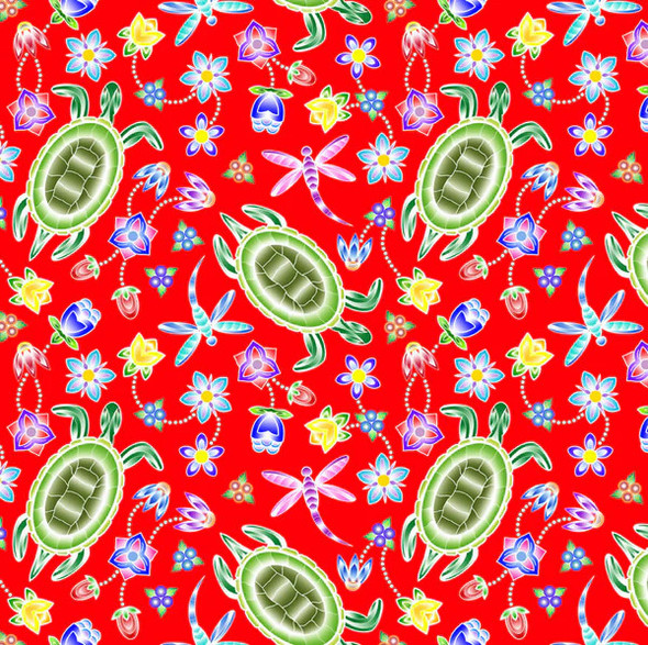 A Warrior's Love Floral Red  - 100% Cotton Fabric