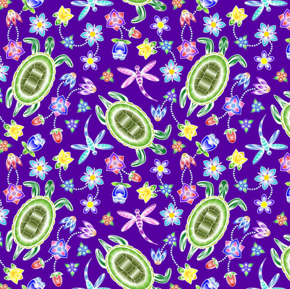 A Warrior's Love Floral Purple  - 100% Cotton Fabric