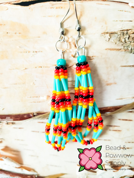 DIY Beaded Earring Kit Turquoise Fire finished product