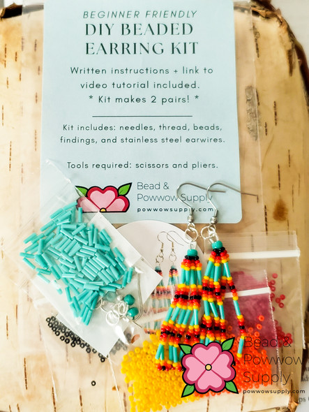 DIY Beaded Earring Kit Turquoise Fire pictured