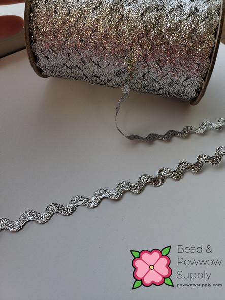 1/4" Metallic Rick Rack Silver - sold by the yard