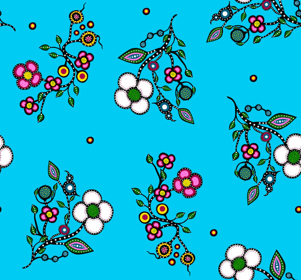 Mother Earth Floral Blue - 100% Cotton Fabric