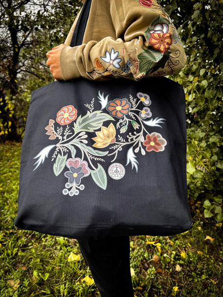 Anishinaabe Bimishimo Floral Tote Bag