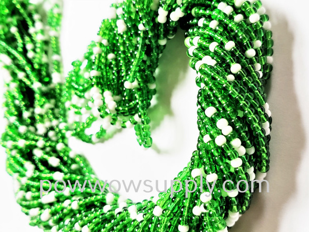 11/0 Seed Beads Green & White Mix